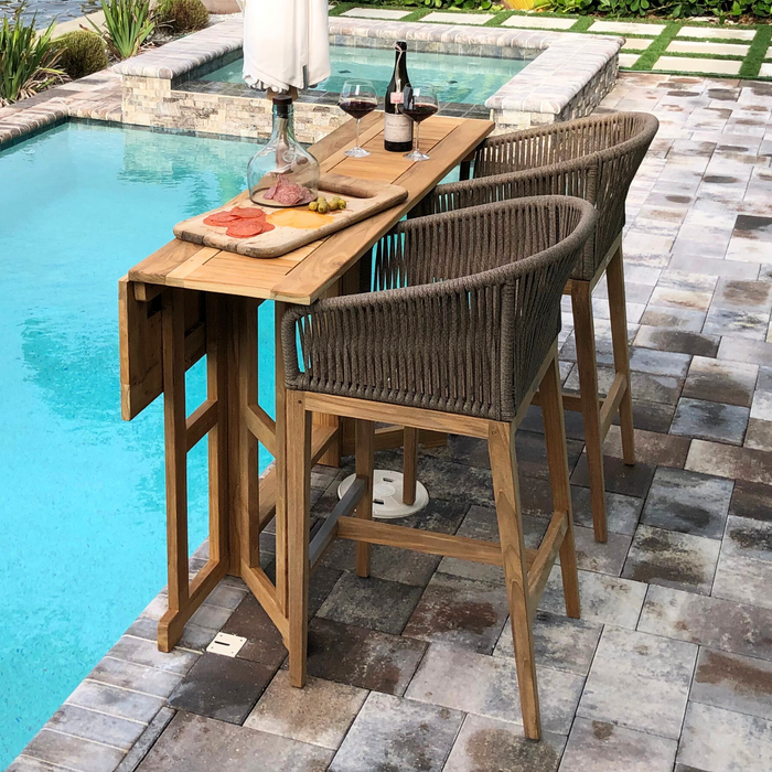 Solid Teak Dining Table (64" Long Rectangle) - DropLeaf