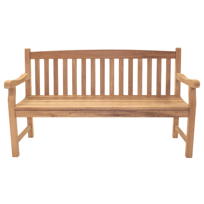 Teak Outdoor Bench With Back (2-Seater) - Classic