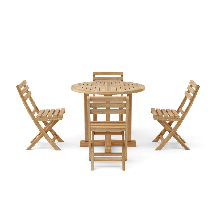 Teak Bistro Patio Set - Montage (Table) & Alabama (4 Chairs)