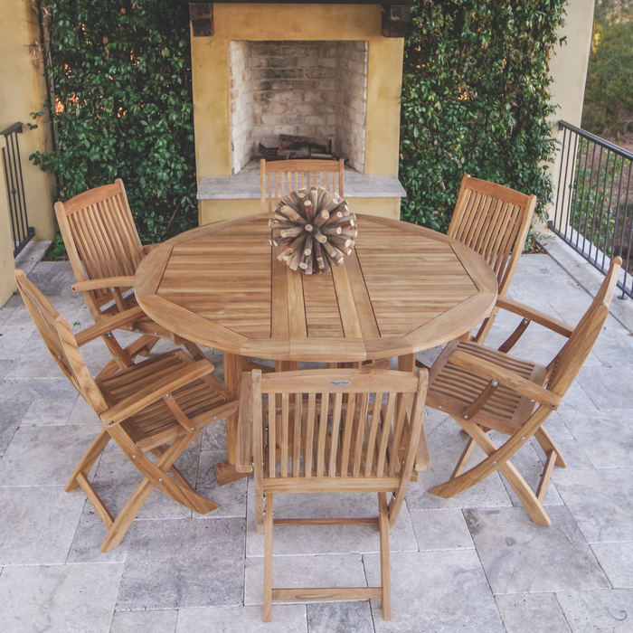 Foldable Teak Table (60" Round) - DropLeaf
