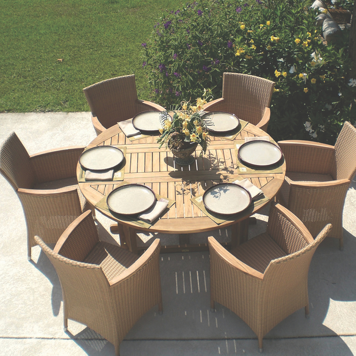 Foldable Teak Table (60" Round) - DropLeaf
