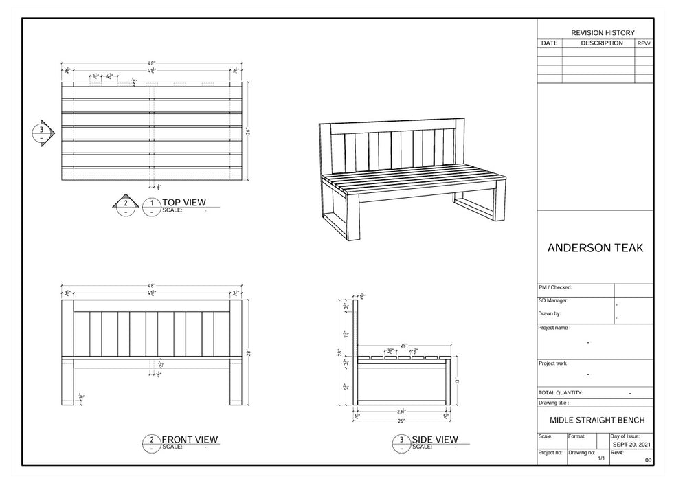 Modern Teak Outdoor Sectional - Arena (Straight)