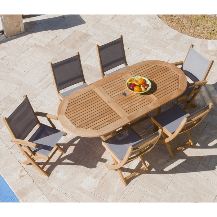 Extendable Teak Outdoor Dining Table (78" Long Oval) - Family