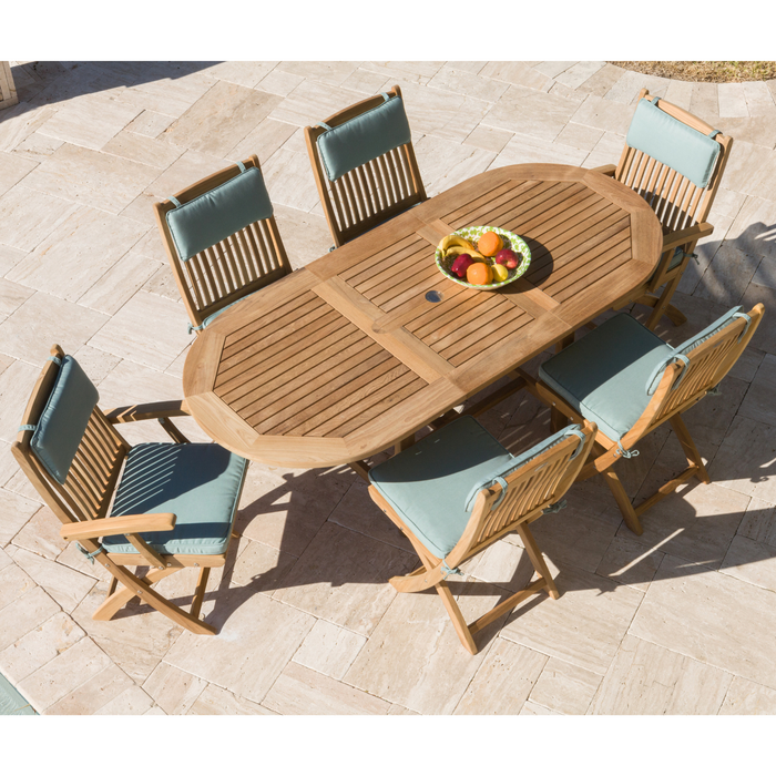 Extendable Teak Outdoor Dining Table (78" Long Oval) - Family