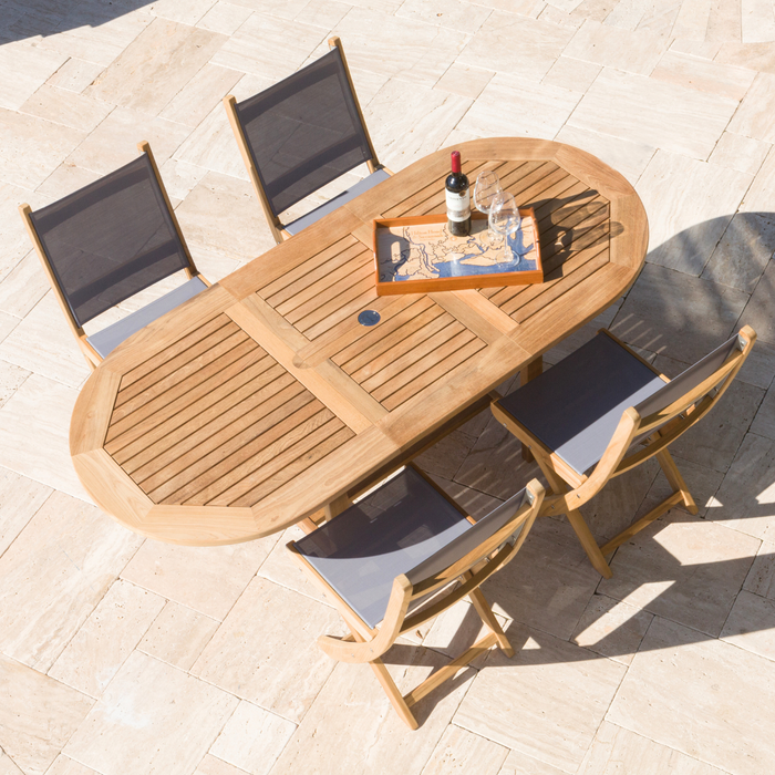 Extendable Teak Outdoor Dining Table (78" Long Oval) - Family