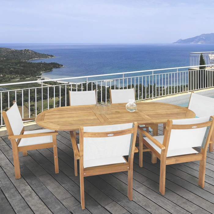 Extendable Teak Outdoor Dining Table (78" Long Oval) - Family