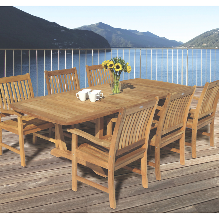 Teak Outdoor Dining Table For 8 (96" Long Rectangle) - Gala