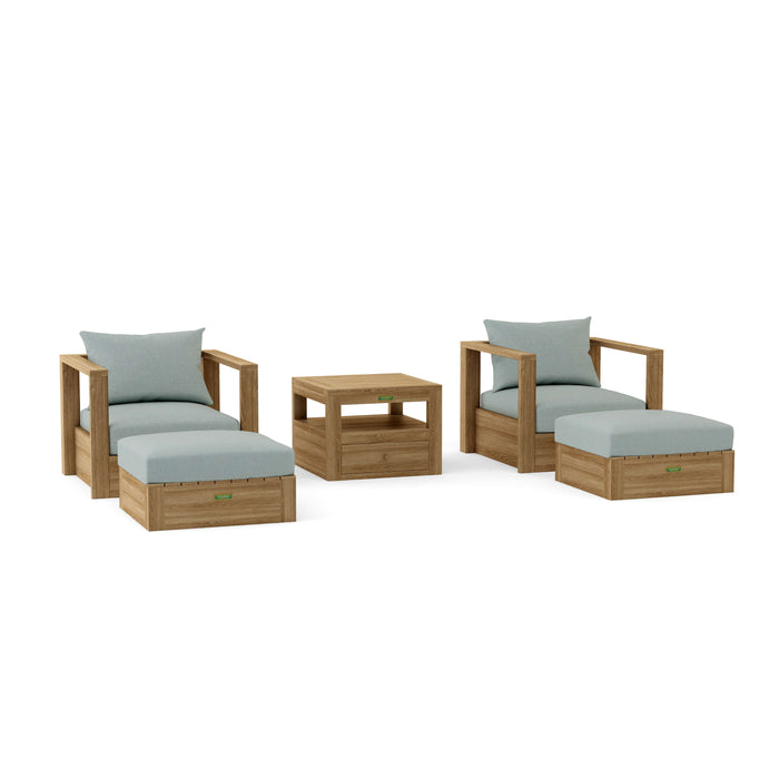 Teak Wood Outdoor Patio Furniture - Copacabana 5-Piece Set