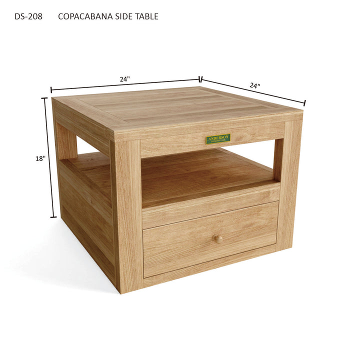 Teak Outdoor Small Table (24" Square) - Copacabana