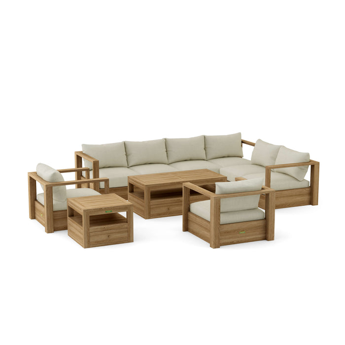 Teak Outdoor Sectional Set - Copacabana 7-Piece Modular Set