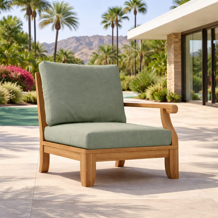 Left End Riviera Teak Sectional Piece