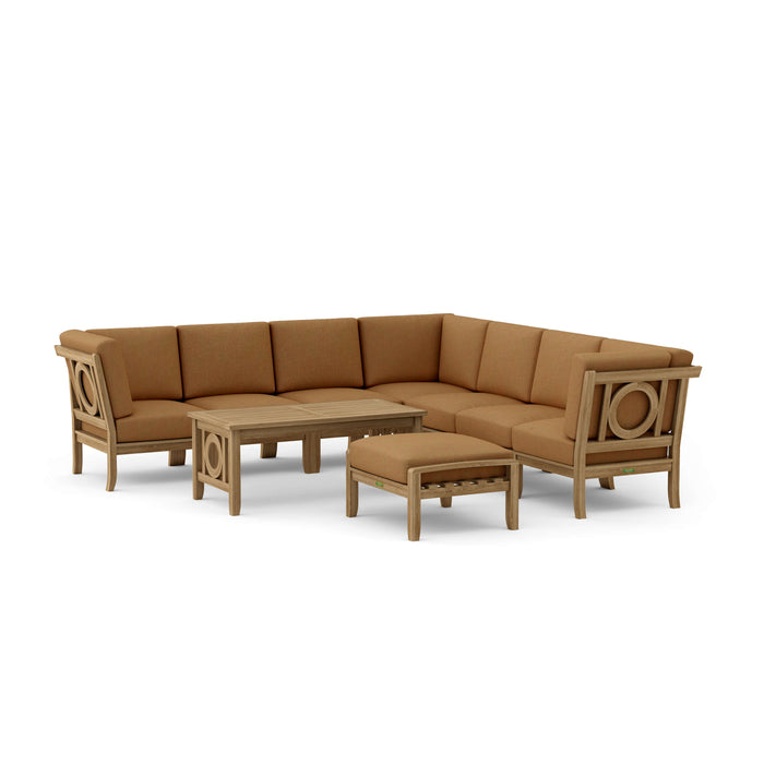 Teak Conversation Set - Natsepa 9-Piece Sectional Set