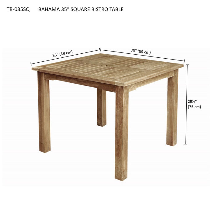 Square Teak Dining Table (35" Square) - Bahama