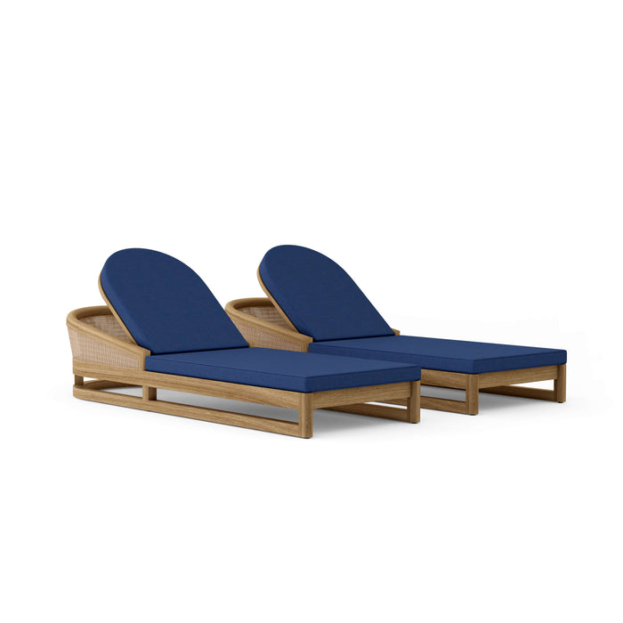 Teak Wood Chaise Lounge Chairs - Catania 2-Lounger Set