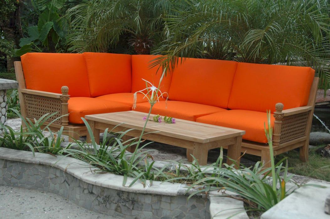 Teak Garden Furniture - Luxe 5-Piece Sectional Set