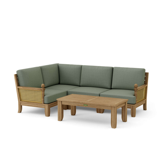 Teak Garden Furniture - Luxe 5-Piece Sectional Set