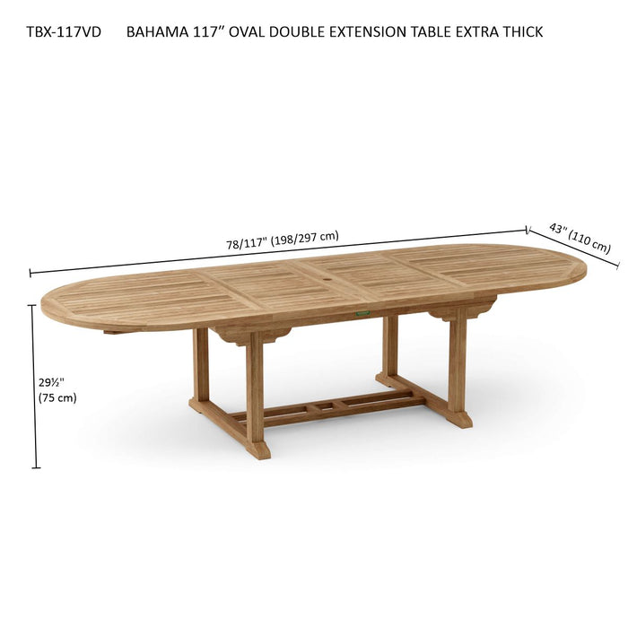 Large Teak Outdoor Table (117" Long Oval) - Bahama