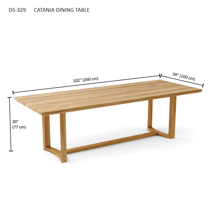 Teak Wood Patio Table (102" Long Rectangle) - Catania