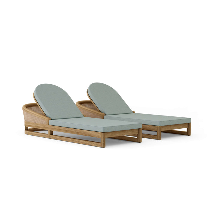 Teak Wood Chaise Lounge Chairs - Catania 2-Lounger Set