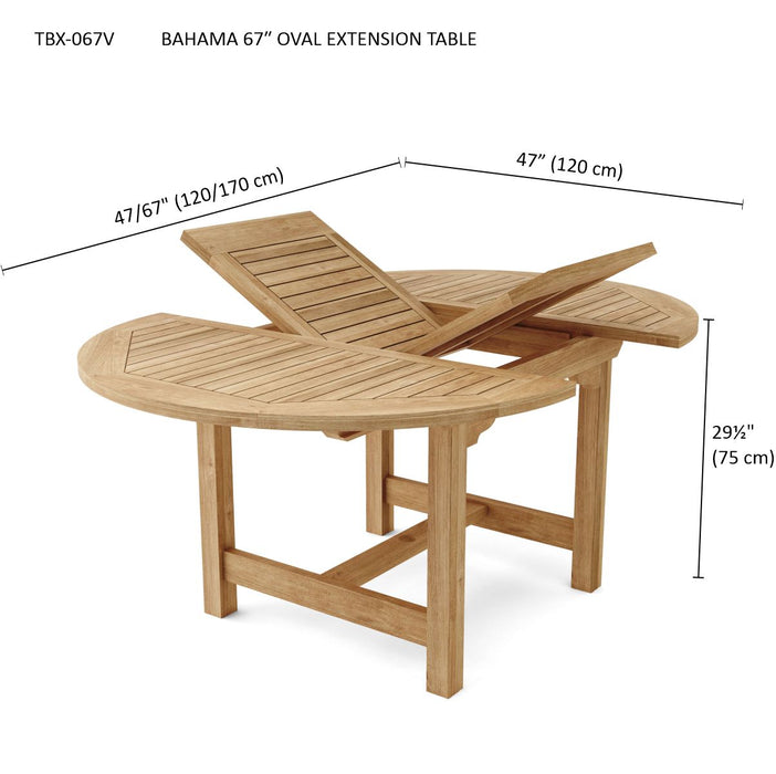 Oval Teak Outdoor Dining Table (67" Long) - Bahama