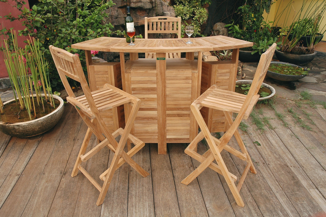 Teak Outdoor Bar Table and Chairs (Img 2)