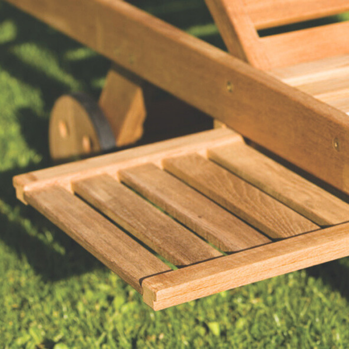 Teak Chaise Lounge Chair With Wheels - Sun Bed