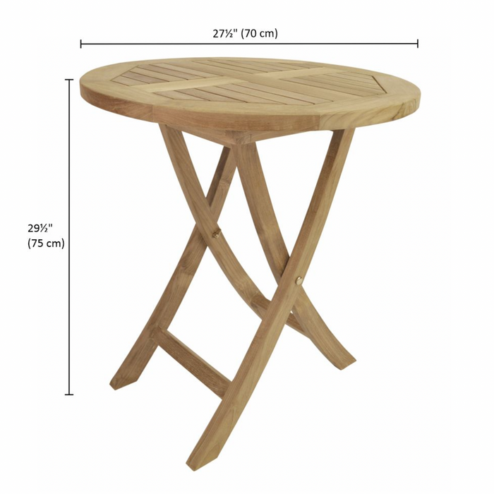 Foldable Teak Dining Table (27" Round) - Bahama