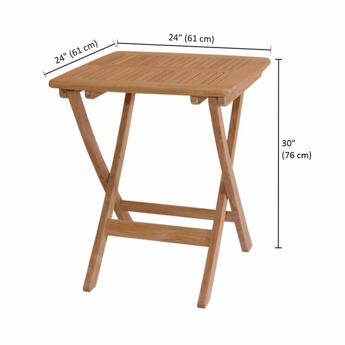 Outdoor Folding Teak Table (24" Square) - Windsor