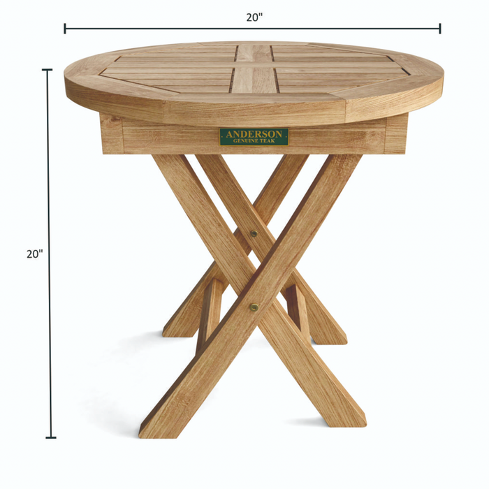 Teak Outdoor Folding Table (20" Round) - Bahama