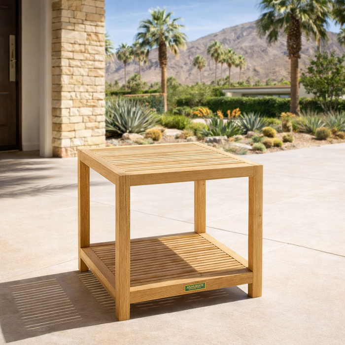 Small Outdoor Teak Side Table (22" Square) - Glenmore