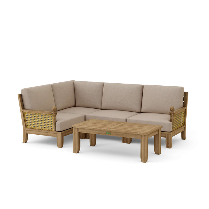 Teak Garden Furniture - Luxe 5-Piece Sectional Set