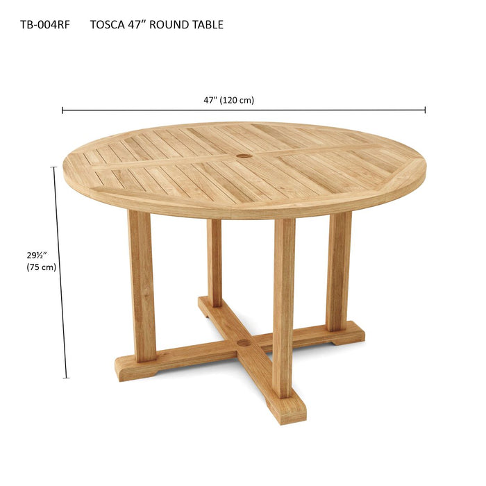 Round Teak Wood Dining Table (47" Diameter) - Tosca