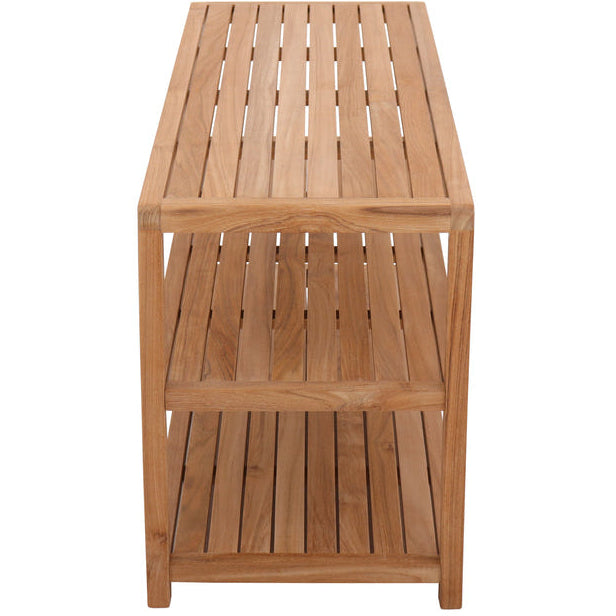 Teak Storage Spa Bench With 2 Lower Shelves - Horizon