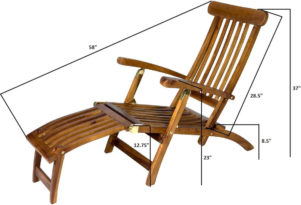 Teak Steamer Sun Lounger - by All Things Cedar