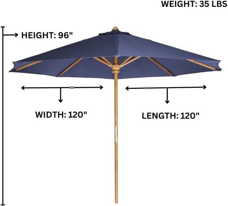 10-Foot Teak Umbrella for Patio