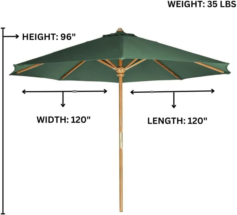 10-Foot Teak Umbrella for Patio