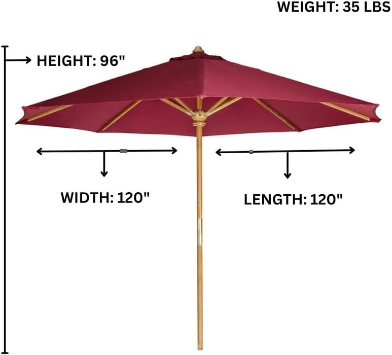 10-Foot Teak Umbrella for Patio