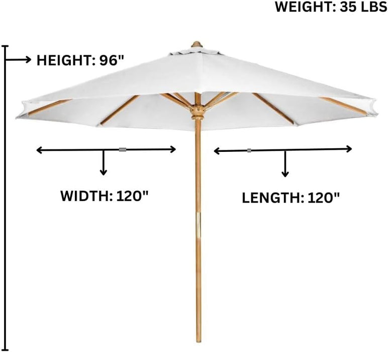 10-Foot Teak Umbrella for Patio