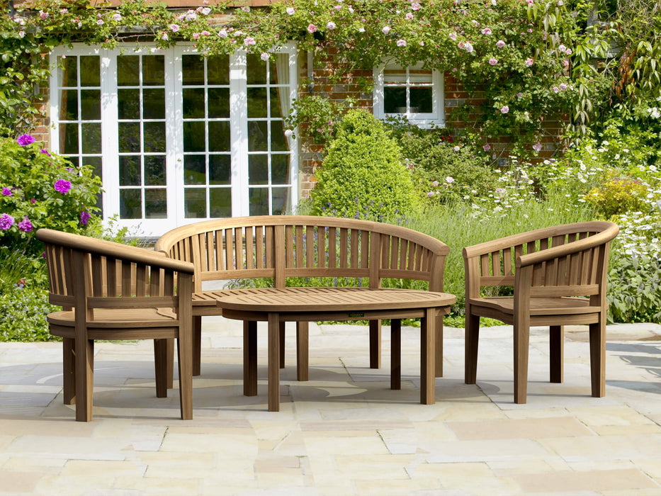 Contemporary Outdoor Teak Furniture - Curve 4-Piece Set