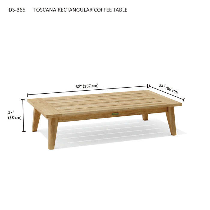 Natural Teak Wood Coffee Table (62" Long Rectangle) - Toscana