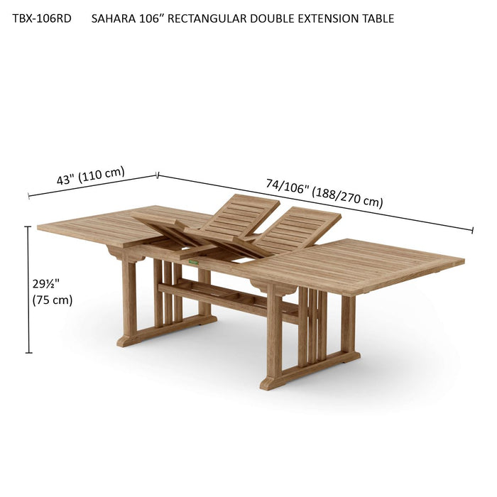 Teak Extendable Table (106" Long Rectangle) - Sahara