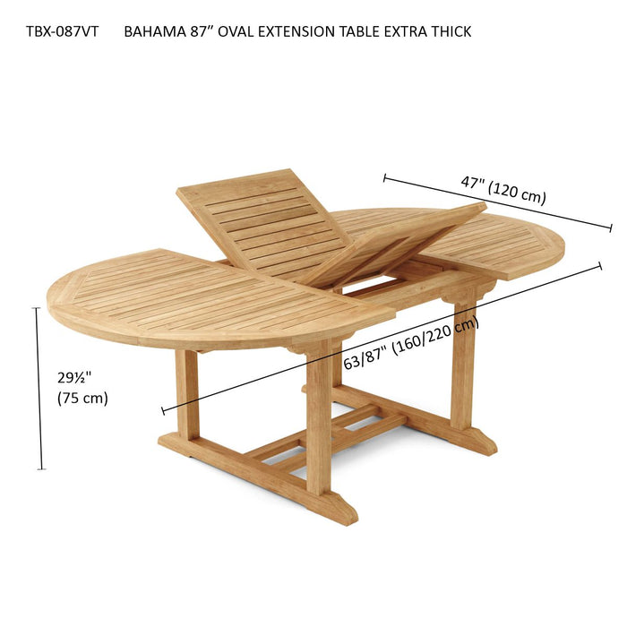 Teak Oval Outdoor Dining Table (87" Long) - Bahama