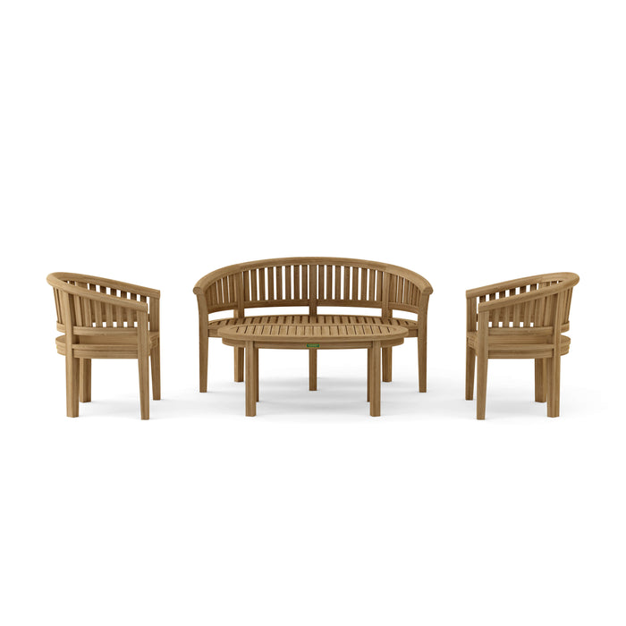 Contemporary Outdoor Teak Furniture - Curve 4-Piece Set