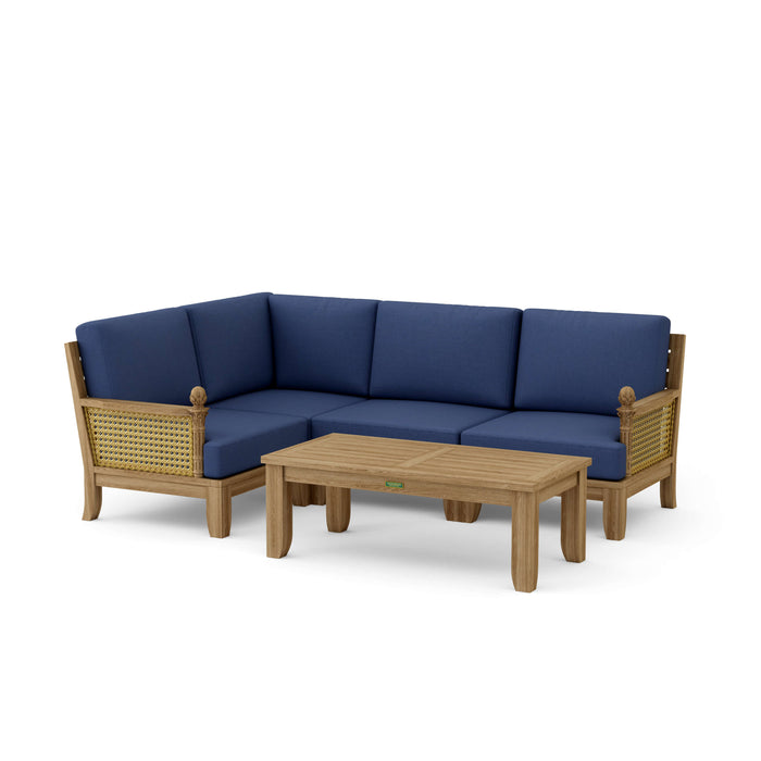 Teak Garden Furniture - Luxe 5-Piece Sectional Set