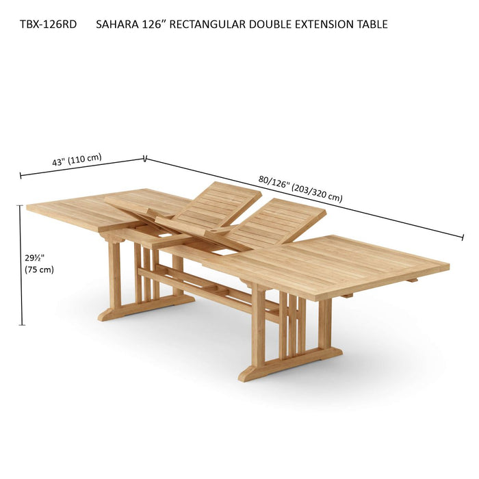 Large Teak Outdoor Dining Table (126" Long Rectangle) - Sahara