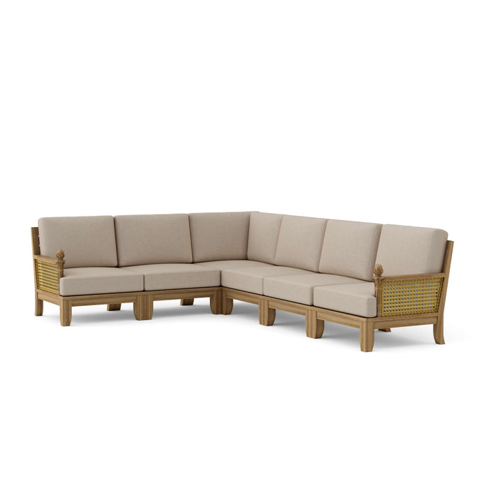 Quality Teak Patio Furniture - Luxe 6-Piece Sectional Set