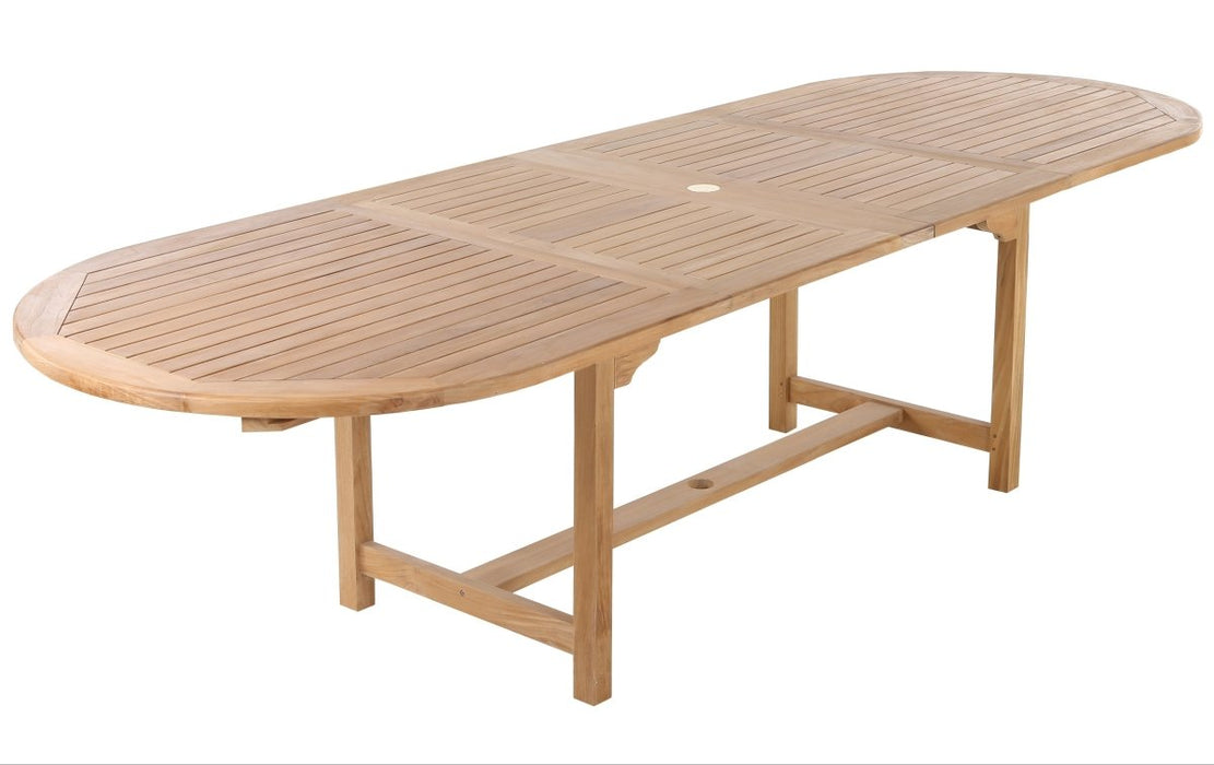 Adjustable Teak Dining Table With 2 Butterfly Leaves (79 - 118" Oval) - Haven - Teak HQ™