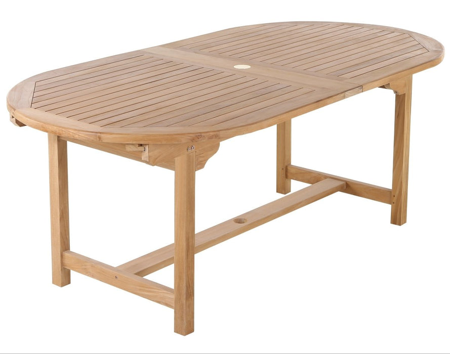 Adjustable Teak Dining Table With 2 Butterfly Leaves (79 - 118" Oval) - Haven - Teak HQ™