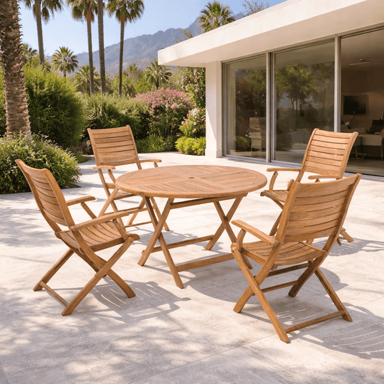 All - Foldable Teak Dining Set for 4 (Portico) - Teak HQ™
