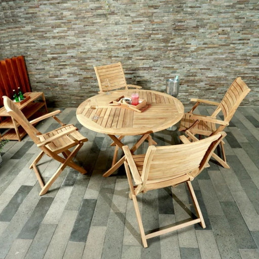 All - Foldable Teak Dining Set for 4 (Portico) - Teak HQ™